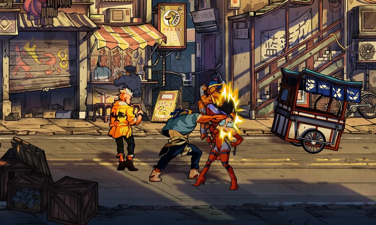 A dynamic battle scene from Streets of Rage 4