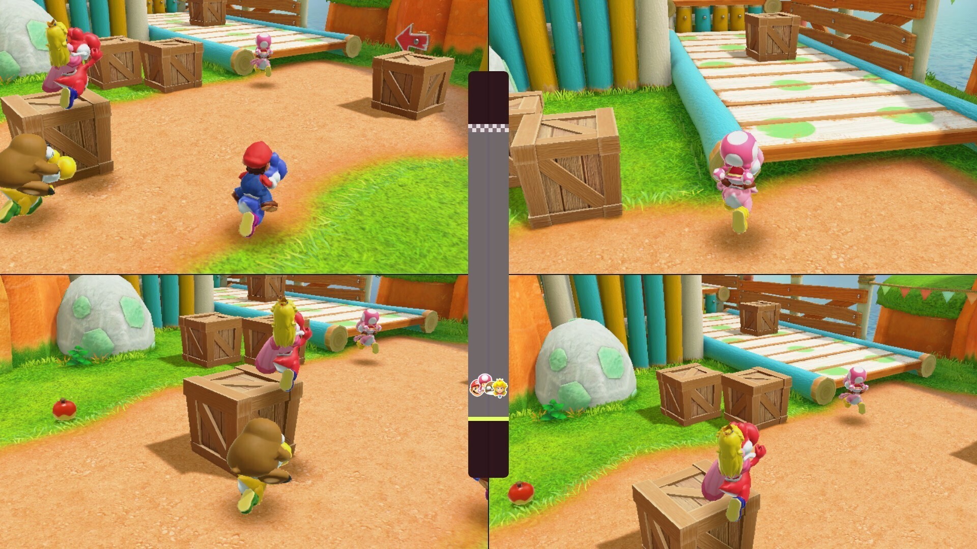 A collage of images depicting various scenes from a video game